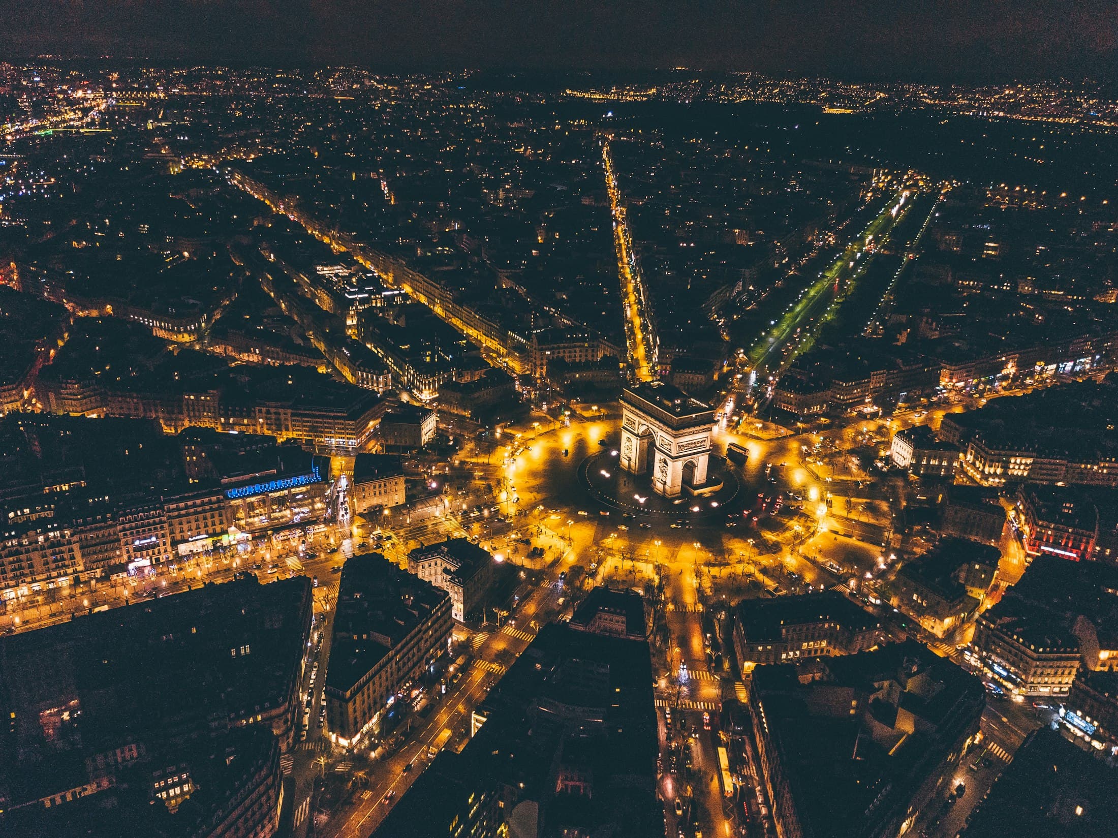 Paris at night from above